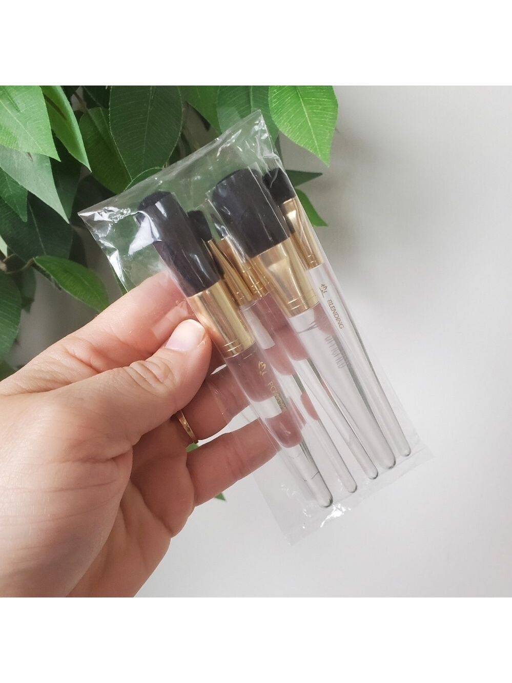 Vintage Mary Kay Beauty Brush Set Of 5 Small Clear Handle